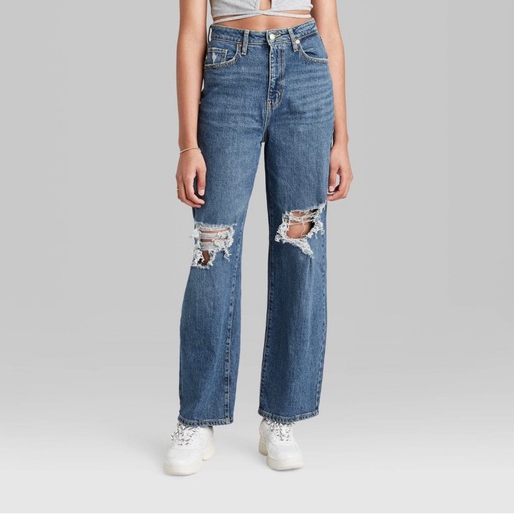 NEW Women's Super-High Rise Distressed Baggy
Jeans - Wild Fable Medium Blue